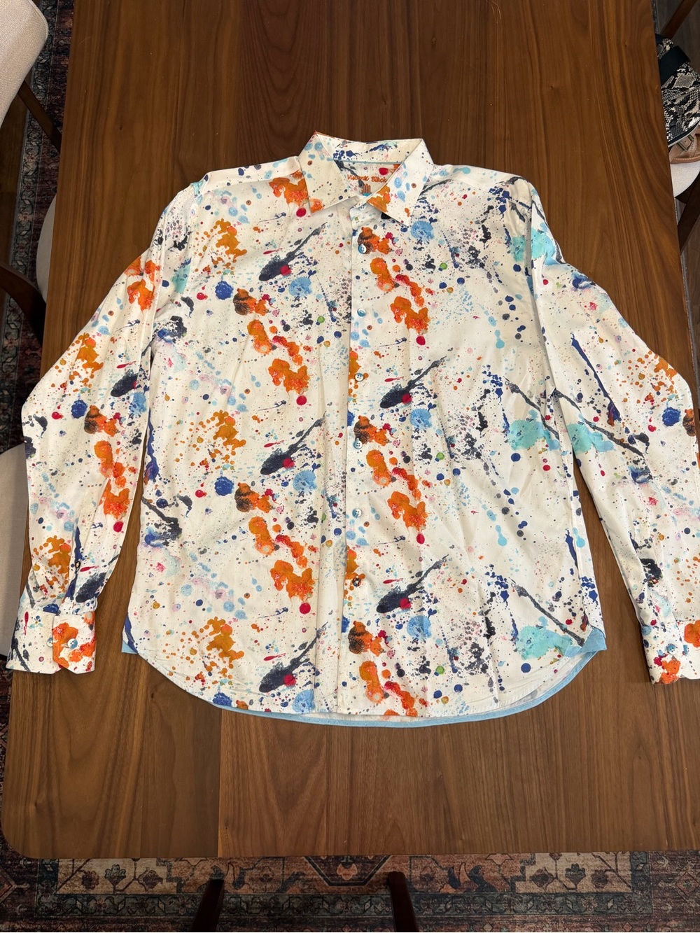 Visconti Black Men's Button Long Sleeve XL White and Multi